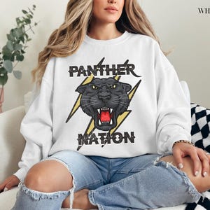 Panther SweatShirt, School Spirit SweatShirts, Panther Mascot Shirt, Panther Football Mom, Panther Football Sweatshirt, Distressed Pullover image 2