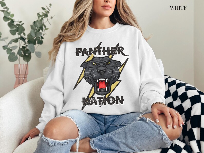 Panther SweatShirt, School Spirit SweatShirts, Panther Mascot Shirt, Panther Football Mom, Panther Football Sweatshirt, Distressed Pullover image 2