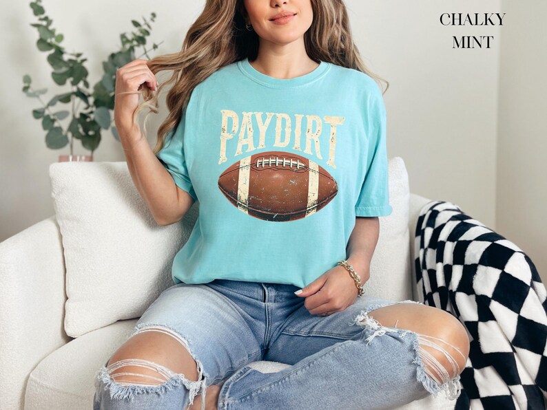 Camisa de futebol Paydirt, Camisas de futebol fofas, Camisa de futebol com cores confortáveis, Camisa fofa para o dia do jogo, Camisa de futebol retrô, Camiseta de futebol vintage imagem 5
