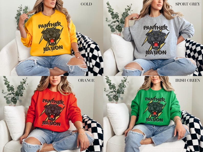 Panther SweatShirt, School Spirit SweatShirts, Panther Mascot Shirt, Panther Football Mom, Panther Football Sweatshirt, Distressed Pullover image 8