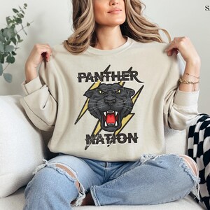 Panther SweatShirt, School Spirit SweatShirts, Panther Mascot Shirt, Panther Football Mom, Panther Football Sweatshirt, Distressed Pullover image 6