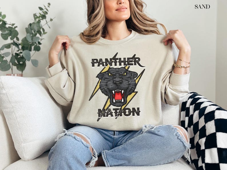 Panther SweatShirt, School Spirit SweatShirts, Panther Mascot Shirt, Panther Football Mom, Panther Football Sweatshirt, Distressed Pullover image 6