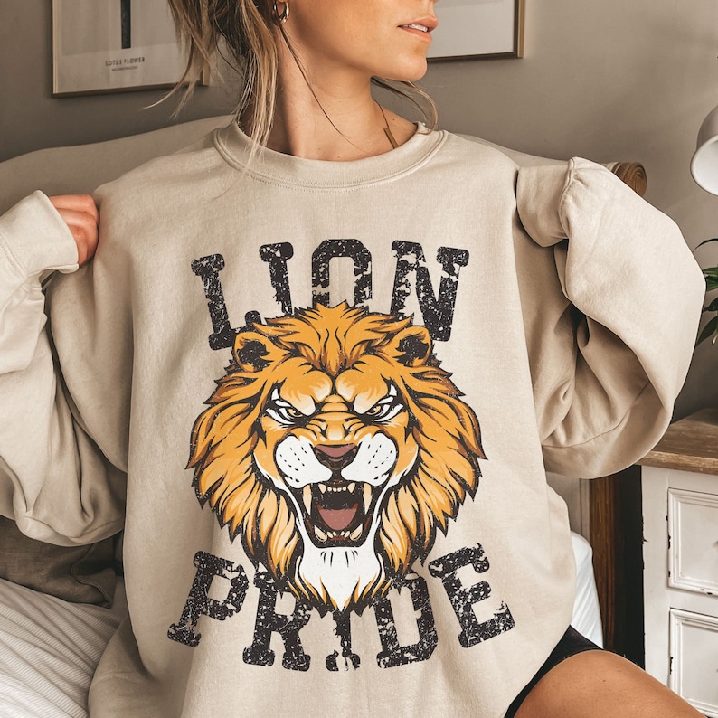 Lions Sweatshirt Lion Sweatshirt Lion Pride Sweater Lions Etsy