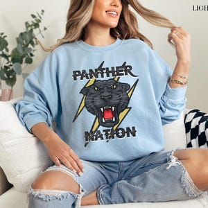 Panther SweatShirt, School Spirit SweatShirts, Panther Mascot Shirt, Panther Football Mom, Panther Football Sweatshirt, Distressed Pullover image 5