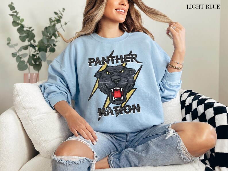 Panther SweatShirt, School Spirit SweatShirts, Panther Mascot Shirt, Panther Football Mom, Panther Football Sweatshirt, Distressed Pullover image 5