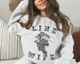 Line Wife Sweatshirt, Lineman's Wife Shirt, Line Life, Electricians Spouse, Life Of Lineman, Lineman Wife Gift, Unisex Crewneck Sweatshirt