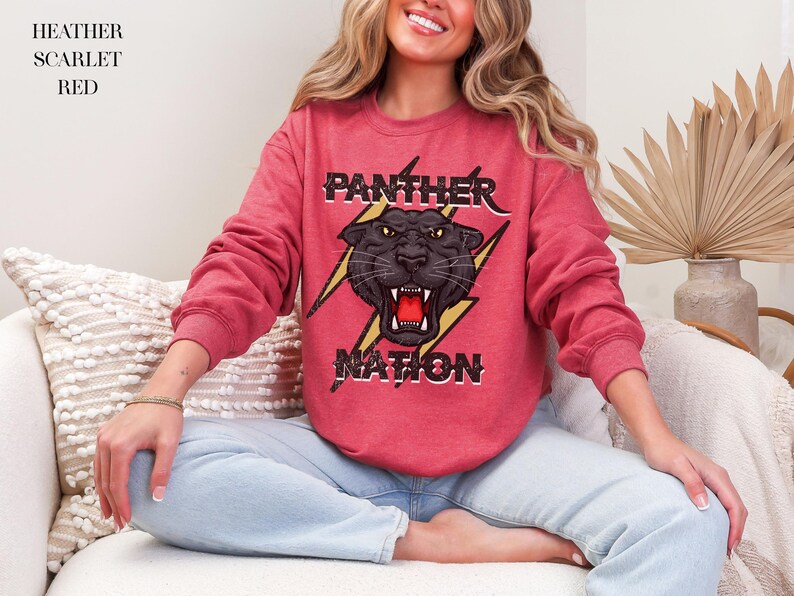 Panther SweatShirt, School Spirit SweatShirts, Panther Mascot Shirt, Panther Football Mom, Panther Football Sweatshirt, Distressed Pullover image 4