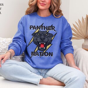 Panther SweatShirt, School Spirit SweatShirts, Panther Mascot Shirt, Panther Football Mom, Panther Football Sweatshirt, Distressed Pullover image 3