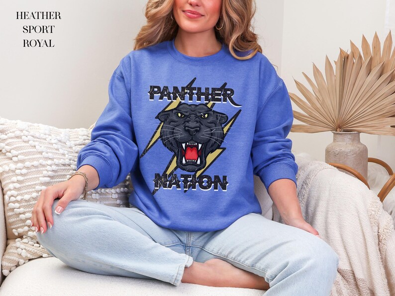 Panther SweatShirt, School Spirit SweatShirts, Panther Mascot Shirt, Panther Football Mom, Panther Football Sweatshirt, Distressed Pullover image 3