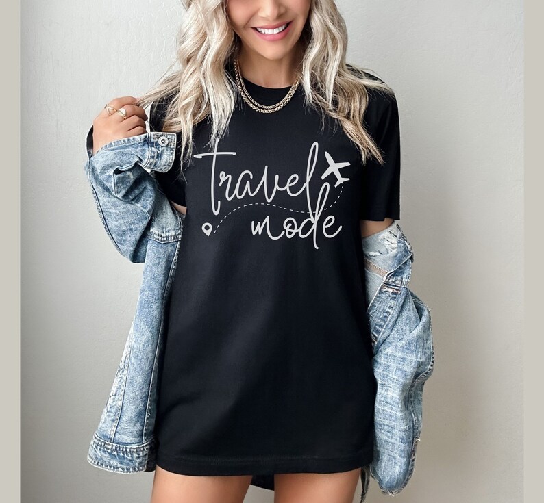 Travel Mode Shirt, Travel Shirt, Gift for Traveler, Vacation Mode, Vacation Shirt, Girls Trip, Vacay Mode, Travel Gift, Airplane Mode image 2