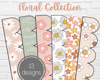 Floral Bundle | Classroom Bulletin Board Borders | Instant Download | Printable Borders for Teachers