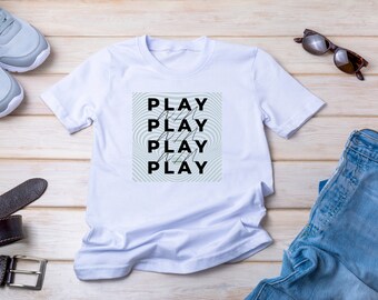 T-shirt Play-win, Play to win vibrazioni, maglietta all'aperto / indoor, vibrazioni rilassanti giornata di sole, vibrazioni divertenti e avventurose, Go play win,