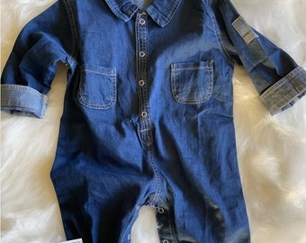 Denim Long Sleeve Romper