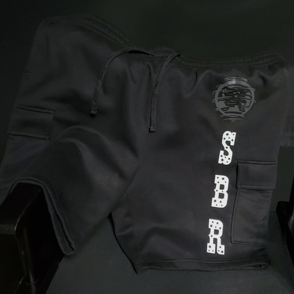 Soft Fleece SBR Cargo shorts with Five pockets. Glow in the dark and reflective designs.