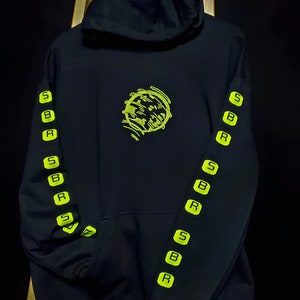 Black and Neon Green Hoodie Etsy UK