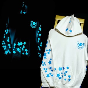 Star Cowboy hoodie with horseshoe & horse, blue glow in the dark stars