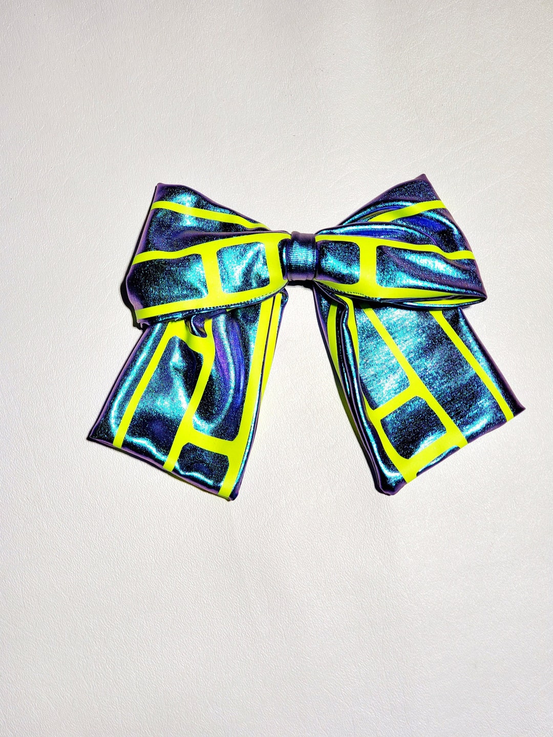 Anime Themed Hairbow With Cosplay Fabric and Glow in the Dark Graphic