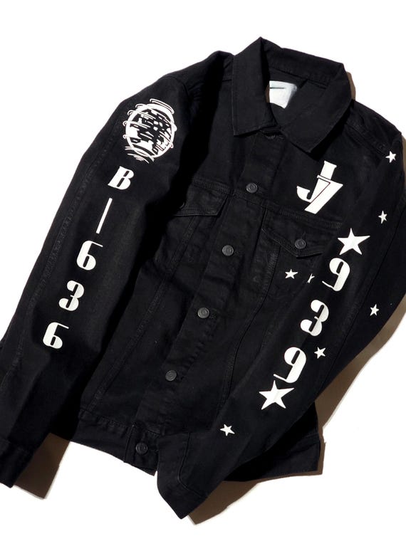 Limited Edition Black Denim Cowboy Jacket Numbers Stars and