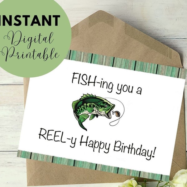 Fun Fishing Printable Greeting Card | REELY Fishing Printable Card | Digital Download Card | Fishing Digital Card | You Print - Best Seller!