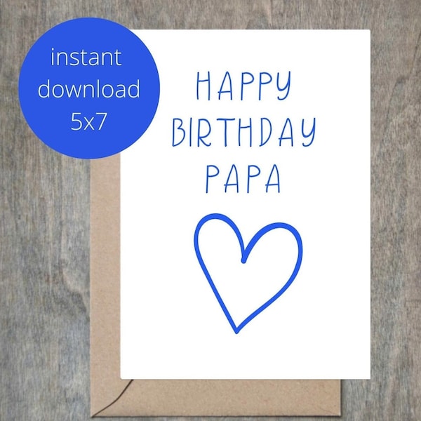 Happy Birthday Papa Printable Card Etsy