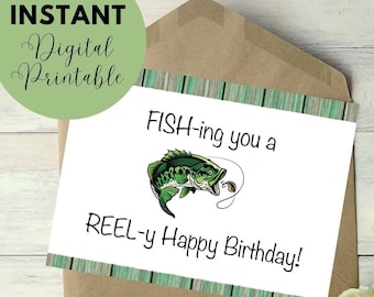 Fun Fishing Printable Greeting Card | REELY Fishing Printable Card | Digital Download Card | Fishing Digital Card | You Print - Best Seller!