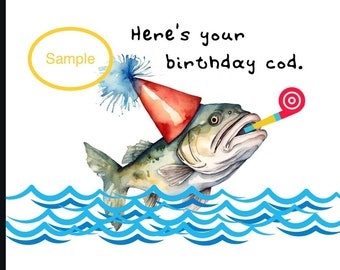 Funny Fishing Birthday Card | Printable Fish Pun (digital Download ...