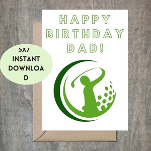 Gelukkige verjaardag papa golf afdrukbare kaart | Gelukkige verjaardag papa Instant Download | Golf digitale download | Jij print
