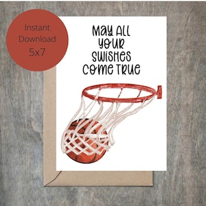 Gelukkige verjaardag basketbal Swish afdrukbare wenskaart | Swish Basketball Happy Birthday afdrukbare | Directe digitale download | Jij print