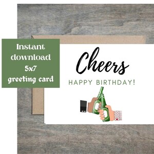 Cheers Beers  Printable Card |Happy Birthday Cheers Instant Download | Congrats Cheers Digital Download | You Print