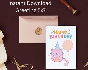 Happy Birthday Cat Card | Printable Greeting, From All Of Us (Digital Download)