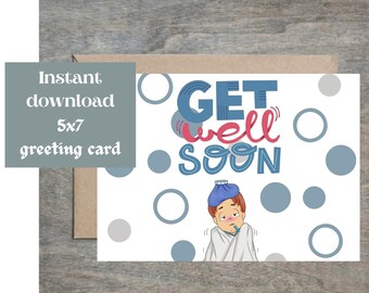 Get Well Soon Greeting Card | Get Well Bandaid Printable Greeting Card ...