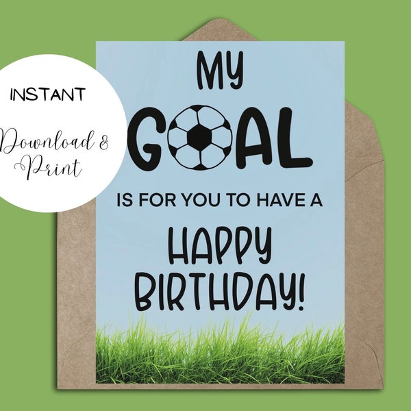 Birthday Card Soccer Printable - Etsy