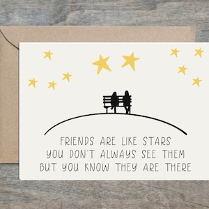 Les amis sont comme des étoiles Carte de voeux imprimable | Carte imprimable instantanée Ami | Carte numérique Best Friend | Vous imprimez