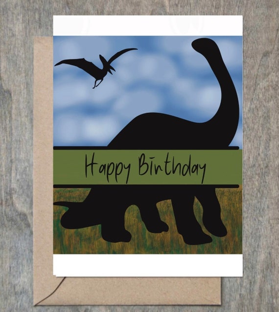 Happy Birthday Dinosaur Printable Greeting Card Digital - Etsy