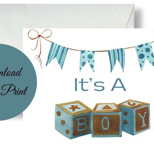 It’s A Boy Greeting Card | Baby Shower Printable Greeting Card | Baby Boy Printable Card | Digital Download Card | New Baby Card