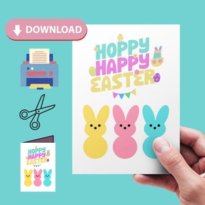 Joyeuses Pâques Peeps Carte de vœux imprimable | Carte imprimable de Pâques | Téléchargement numérique Joyeuses Pâques | Carte numérique | Vous imprimez