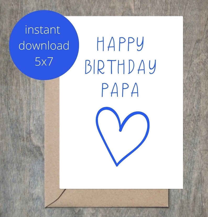 Happy Birthday Papa Printable Card Sweet Happy Birthday Papa Etsy