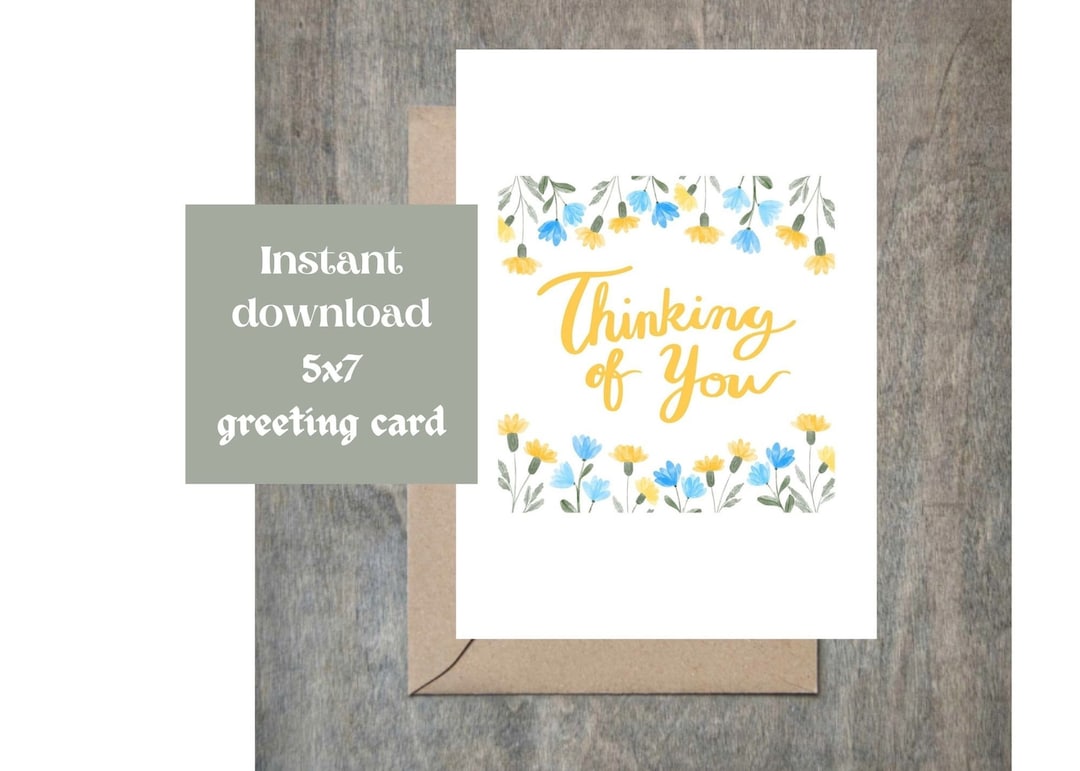 Thinking of You Floral Sympathy Card | Printable 5x7 (digital Download ...