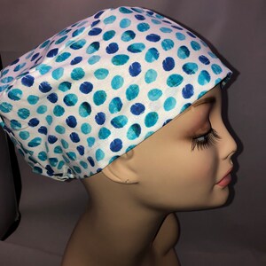 Euro Scrub Hat Paint Dot Design Modern Art Toggle Adjustable CRNA CNOR Chef Cap