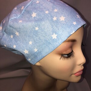 Euro Scrub Hat Stars on Blue Toggle Adjustable CRNA CNOR Chef Cap Xray Dentist