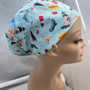 Euro Scrub Hat Carolina Lighthouses Toggle Adjustable CRNA CNOR Chef Cap Xray Dentist