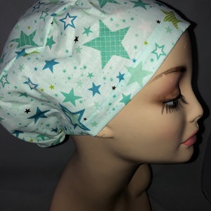 Euro Scrub Hat Stars Healthcare Hero Teal Toggle Adjustable CRNA CNOR Chef Cap Xray Dentist