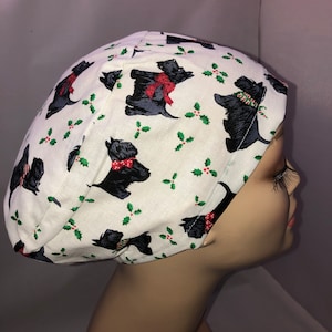 Euro Scrub Hat Scottie Dog Toggle Adjustable CRNA CNOR Anesthesia Cap Vet Scottish Terrier