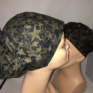 Euro Scrub Hat Gold Stars Healthcare Hero Toggle Adjustable CRNA CNOR Chef Cap Xray Dentist