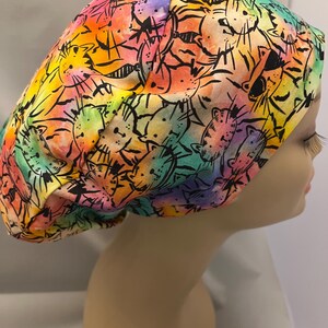 Euro Scrub Hat Cats Kittens Colorful Toggle Adjustable CRNA CNOR Chef Surgical Cap Xray Dentist