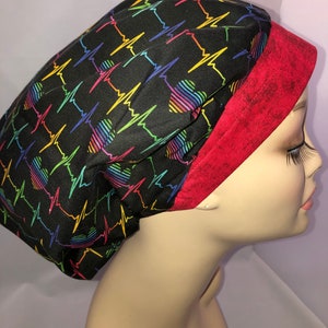 Bouffant Scrub Hat Healthcare EKG Heart Adjustable CRNA CNOR