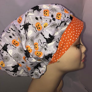 Bouffant Scrub Hat Halloween Witch Ghost Pumpkin Spider adjustable surgical cap CRNA CNOR Chef