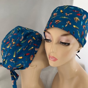 Tie Back Scrub Fishing Lures Bass Trout Blue USA CRNA CNOR Dr Skull Scrub Cap