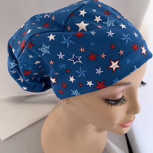 Euro Scrub Hat Stars Blue Toggle Adjustable CRNA CNOR Chef Cap Xray Dentist