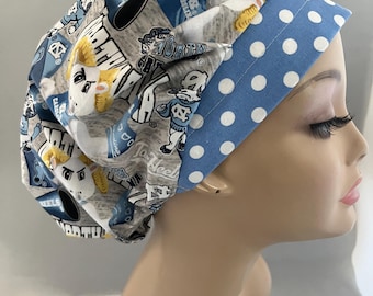 Bouffant Scrub Hat UNC Tarheels Toggle Adjustable bonnet cap CRNA CNOR Chef Cap Xray Dentist
